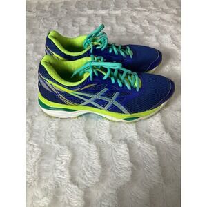 ASICS‎ Gel Cumulus Sz 9 Women's Running Shoes Blue Neon Green Athletic Sneakers